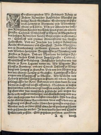 Von Gotts gnaden wir Ferdinand König zu Behem ...