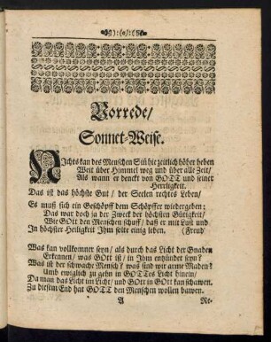 Vorrede/ Sonnet-Weise.