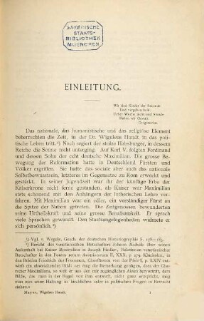 Leben, kleinere Werke und Briefwechsel des Dr. Wiguleus Hundt : ein Beitrag zur Geschichte Bayerns im XVI. Jahrhundert