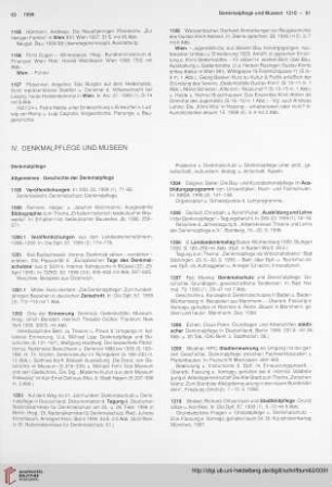 IV. Denkmalpflege und Museen