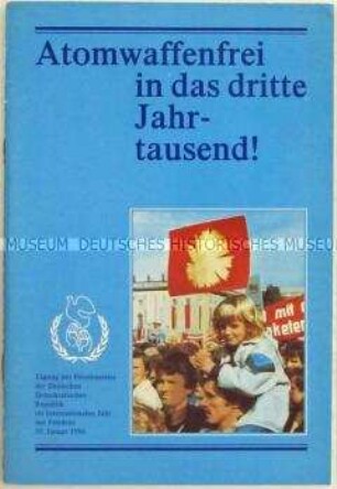 Dokumentation zur Tagung des Friedensrates der DDR im Internationalen Jahr des Friedens am 30. Januar 1986 - Sachkonvolut