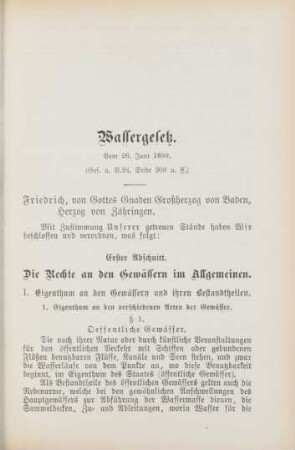 Wassergesetz vom 26. Juni 1899
