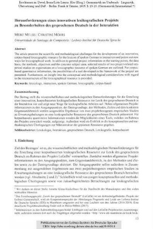 Herausforderungen eines innovativen lexikografischen Projekts zu Besonderheiten des gesprochenen Deutsch in der Interaktion