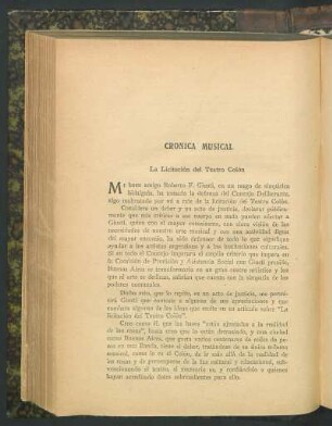 Crónica musical : La licitación del Teatro Colón