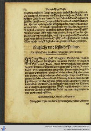 Nutzliche und köstliche Pulver.