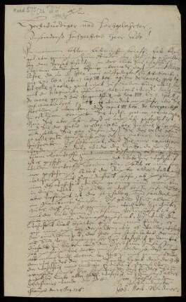 Brief von Johann Martin Weidner an Joachim Just Breithaupt
