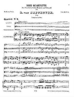 Beethoven's Werke, 76 = Serie 10: Pianoforte-Quintett und Quartette. Quartett für Pianoforte, Violine, Bratsche und Violoncell No. 2 : [WoO 36,2]