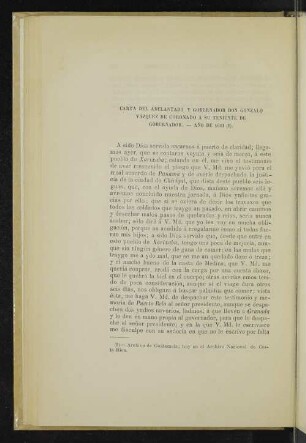 Carta del adelantado y gobernador don Gonzalo Vázquez de Coronado á su teniente de gobernador. - Año de 1601 (1).