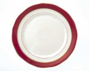 Flacher Teller mit rotem Rand