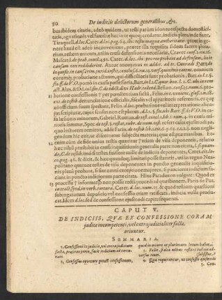 Caput V. De Indiciis, Quae Ex Confessione Coram judice incompetenti, vel extrajudicialiter facta, oriuntur.