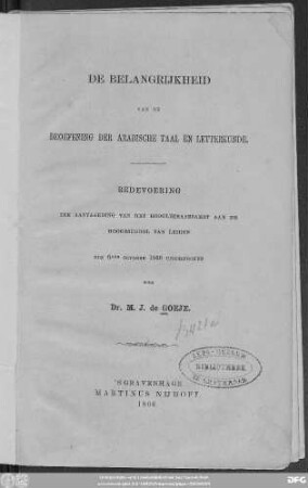 De belangrijkheid van de beoefening der Arabische taal en letterkunde