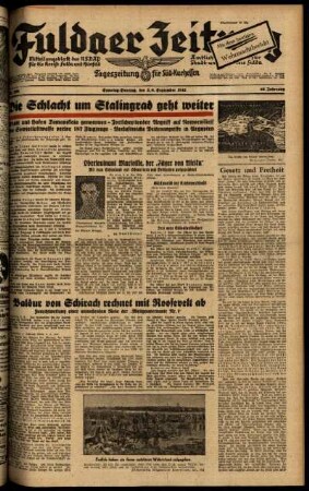 Ausgabe vom Sonntag, den 06. September 1942.