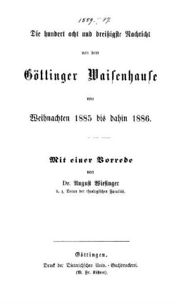 138: Nachricht von dem Göttinger Waisenhause