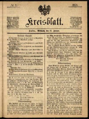Ausgabe vom Mittwoch, den 25. Januar 1871.