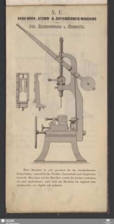 N. F. Hand-Bohr-, Stemm- & Zapfenschneid-Maschine