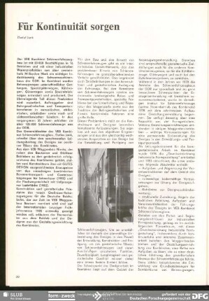 Für Kontinuität sorgen : Designprofile