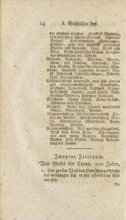 Zweyter Zeitraum. Von Moses bis Cyrus, 900 Jahre.