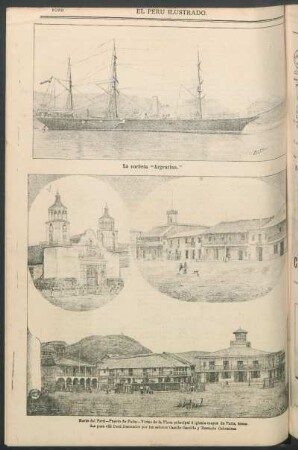 [Vistas del] Norte del Perú - Puerto de Paita. : Vista de la Plaza principal e iglesia mayor de Paita, tomadas para "El Perú Ilustrado" por los señores Camilo Castillo y Terencio Columbus.
