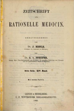 Zeitschrift für rationelle Medicin. 14. 1862