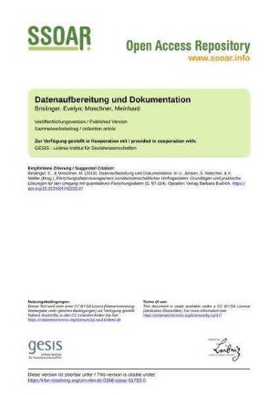 Datenaufbereitung und Dokumentation