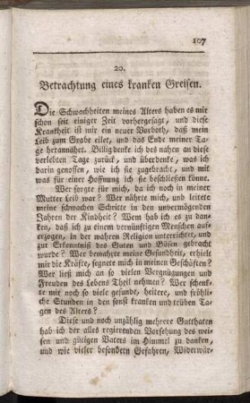 20. Betrachtung eines kranken Greisen