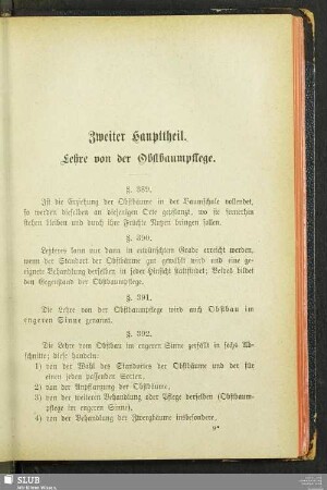 Zweiter Haupttheil. Lehre von der Obstbaumpflege