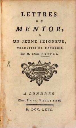 Lettres de Mentor à un jeune seigneur