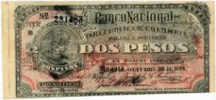 Geldschein, 2 Pesos, 28.10.1899