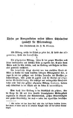 Thesen zur Reorganisation unsers höhern Schulwesens (zunächst für Württemberg)