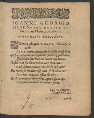 Ioanni Georgio Hane Sueco Nobili ...