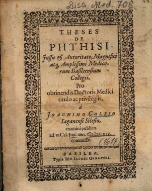 Theses De Phthisi