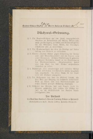 Bücherei-Ordnung.