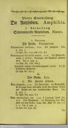 Vierte Eintheilung. Die Amphibien