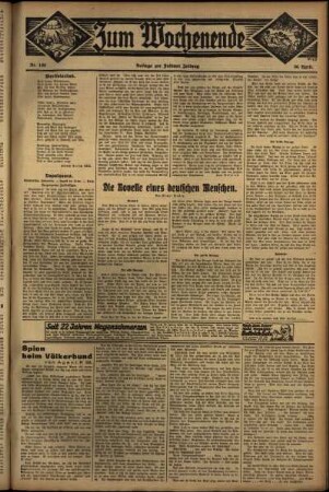 Zweite Ausgabe vom Sonntag, den 30. April 1933.