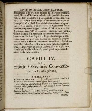Caput IV. De Effectu Oblivionis Conventionalis in Causis privatis.