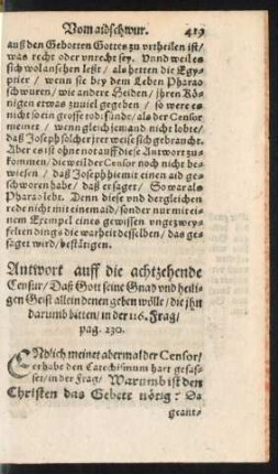 Antwort auff die achtzehende Censur ...