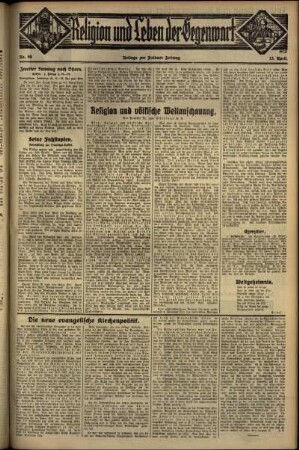 Dritte Ausgabe vom Sonntag, den 15. April 1934.