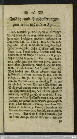Zusätze und Ausbesserungen zu ersten und andern Theil