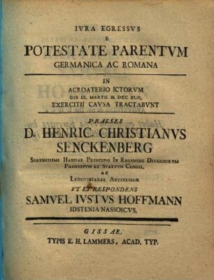 Iura egressus e potestate parentum germanica ac romana