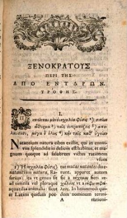 Xenokratus Peri Tēs Apo Tōn Enhydrōn Trophēs