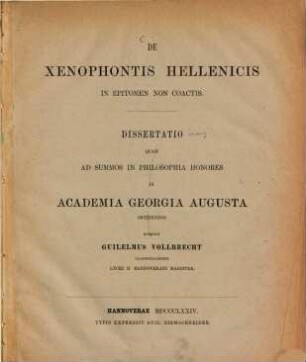 De Xenophontis Hellenicis in epitomen non coactis