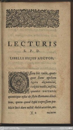 Lecturis S.P.D. Libelli Hujus Auctor