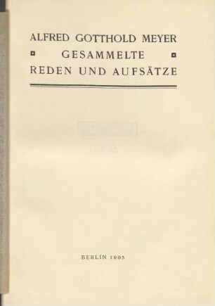Gesammelte Reden und Aufsätze