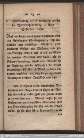 II. Beurtheilung der Maasregeln, welche die Reichsversammlung zu ihrer Sicherheit nahm