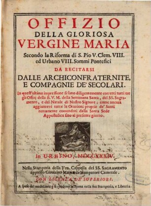 Officio della gloriosa vergine Maria