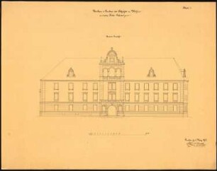 Schloss Wohlau Umbau: Aufriss der Hauptfassade, Maßstabsleiste