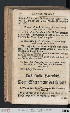 Das fuenfte Hauptstueck: Vom Sacrament des Altars