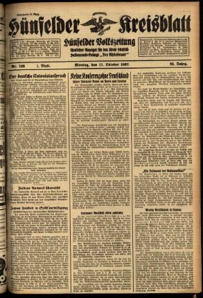 Erste Ausgabe vom Montag, den 11. Oktober 1937.