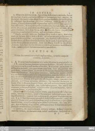 Sectio II. Utrùm Sacramenta novae legis constent rebus, et verbis tanquàm materia, et forma.