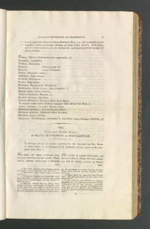 VIII. Catalogus Regum Sveciæ Ab Olavo Skötkonung Ad Margaretam.
